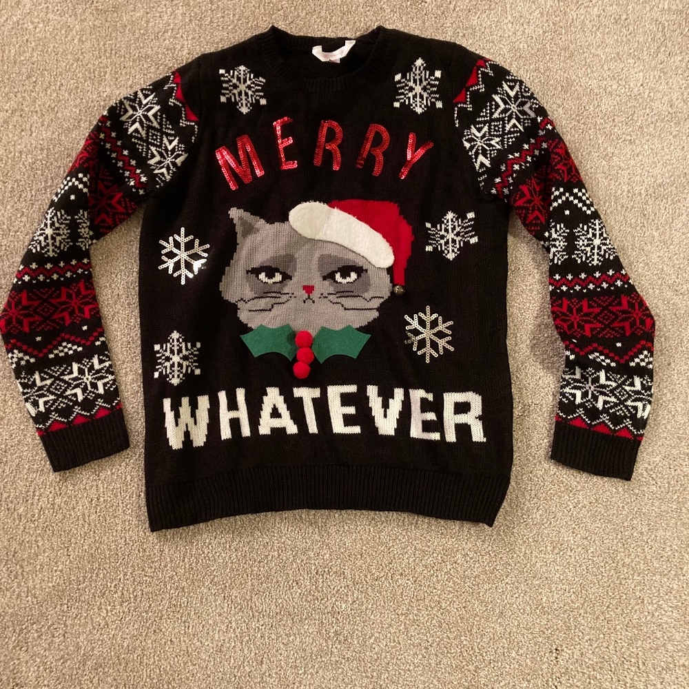 Cat Ugly Christmas Sweater XL